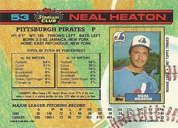 1991 Stadium Club #53 Neal Heaton Back