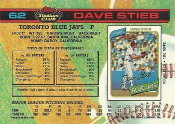 1991 Stadium Club #62 Dave Stieb Back