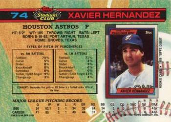 1991 Stadium Club #74 Xavier Hernandez Back