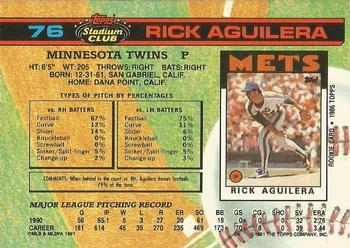 1991 Stadium Club #76 Rick Aguilera Back