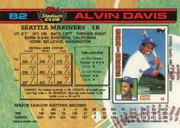 1991 Stadium Club #82 Alvin Davis Back