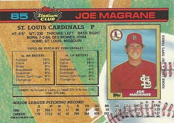 1991 Stadium Club #85 Joe Magrane Back
