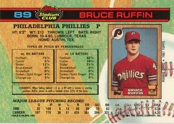 1991 Stadium Club #89 Bruce Ruffin Back
