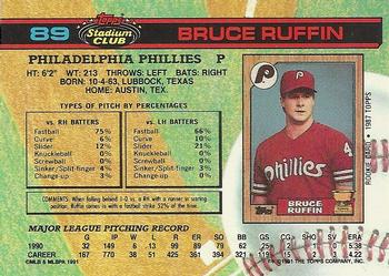 1991 Stadium Club #89 Bruce Ruffin Back