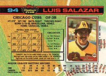 1991 Stadium Club #94 Luis Salazar Back