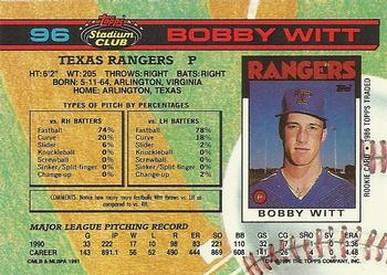 1991 Stadium Club #96 Bobby Witt Back