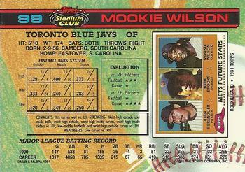 1991 Stadium Club #99 Mookie Wilson Back