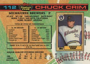 1991 Stadium Club #112 Chuck Crim Back