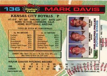 1991 Stadium Club #136 Mark Davis Back