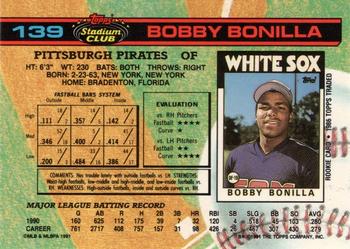 1991 Stadium Club #139 Bobby Bonilla Back