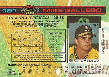 1991 Stadium Club #151 Mike Gallego Back