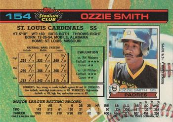 1991 Stadium Club #154 Ozzie Smith Back