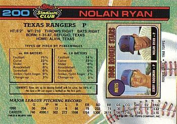 1991 Stadium Club #200 Nolan Ryan Back