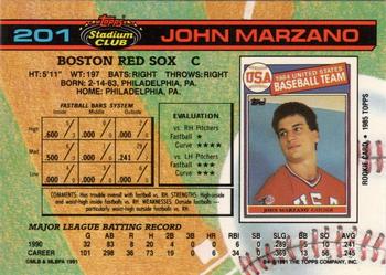 1991 Stadium Club #201 John Marzano Back