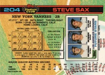 1991 Stadium Club #204 Steve Sax Back