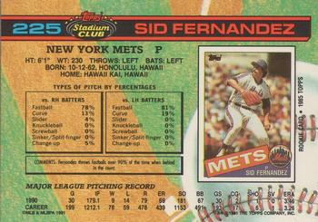 1991 Stadium Club #225 Sid Fernandez Back