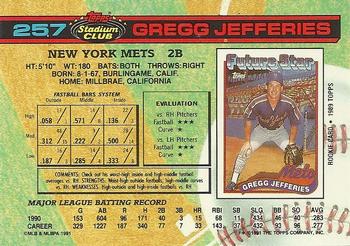 1991 Stadium Club #257 Gregg Jefferies Back