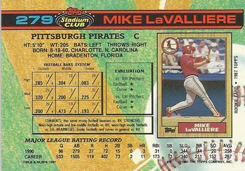 1991 Stadium Club #279 Mike LaValliere Back
