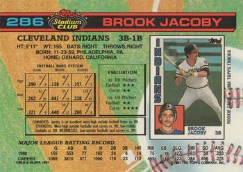 1991 Stadium Club #286 Brook Jacoby Back