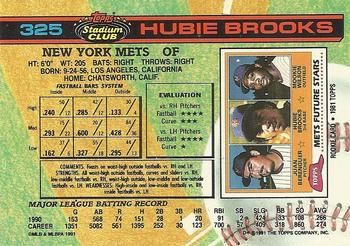 1991 Stadium Club #325 Hubie Brooks Back