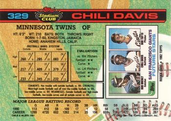 1991 Stadium Club #329 Chili Davis Back