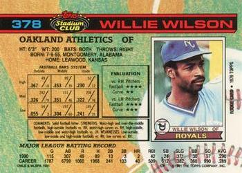 1991 Stadium Club #378 Willie Wilson Back
