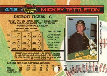 1991 Stadium Club #412 Mickey Tettleton Back