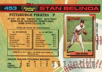 1991 Stadium Club #453 Stan Belinda Back