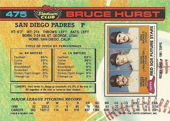 1991 Stadium Club #475 Bruce Hurst Back