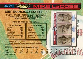 1991 Stadium Club #479 Mike LaCoss Back