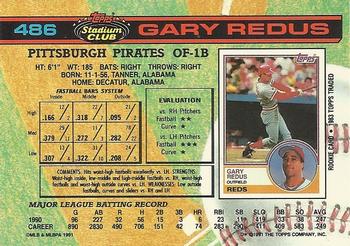 1991 Stadium Club #486 Gary Redus Back