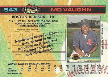 1991 Stadium Club #543 Mo Vaughn Back
