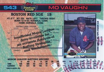 1991 Stadium Club #543 Mo Vaughn Back