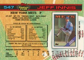 1991 Stadium Club #547 Jeff Innis Back