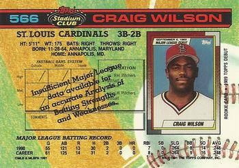 1991 Stadium Club #566 Craig Wilson Back