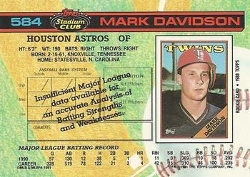 1991 Stadium Club #584 Mark Davidson Back