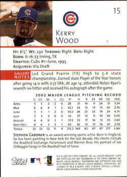 2003 Topps Gallery #15 Kerry Wood Back