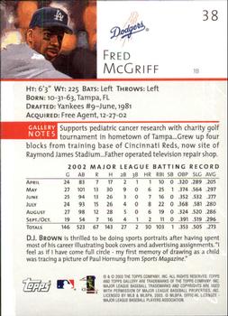 2003 Topps Gallery #38 Fred McGriff Back