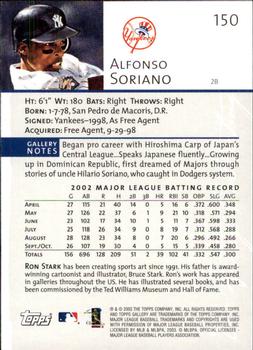 2003 Topps Gallery #150 Alfonso Soriano Back