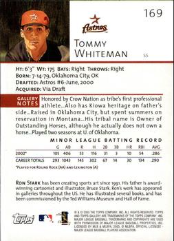 2003 Topps Gallery #169 Tommy Whiteman Back