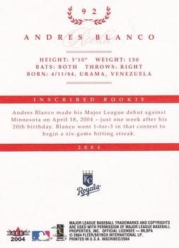2004 Fleer InScribed - Red #92 Andres Blanco Back