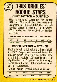 2017 Topps Heritage - 50th Anniversary Buybacks #549 Orioles 1968 Rookie Stars - Motton / Nelson Back