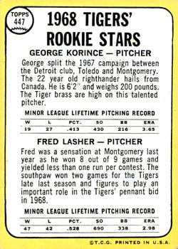 2017 Topps Heritage - 50th Anniversary Buybacks #447 Tigers 1968 Rookie Stars - Korince / Lasher Back