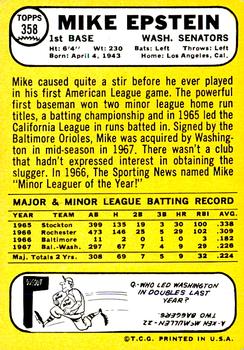 2017 Topps Heritage - 50th Anniversary Buybacks #358 Mike Epstein Back