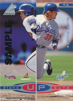 1998 Pinnacle Inside - Stand Up Guys Samples #7-A / 7-B Javy Lopez / Mike Piazza / Charles Johnson / Ivan Rodriguez Front