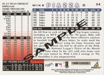 1998 Score - Samples #24 Mike Piazza Back