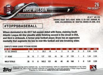 2018 Topps Pro Debut #26 Bryse Wilson Back