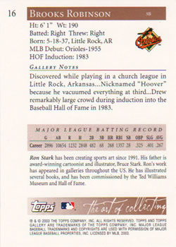 2003 Topps Gallery Hall of Fame #16 Brooks Robinson Back