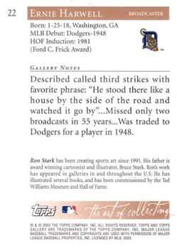 2003 Topps Gallery Hall of Fame #22 Ernie Harwell Back
