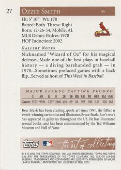 2003 Topps Gallery Hall of Fame #27 Ozzie Smith Back